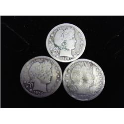 3 Assorted Barber Quarters