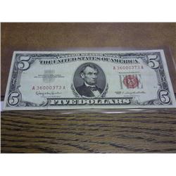 1963 US $5 Red Seal Note