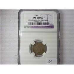 1862 Indian Head Cent NGC Fine Details