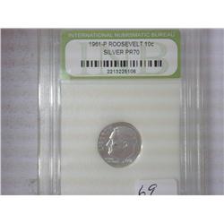 1961-P Roosevelt Dime INB PR70 Silver