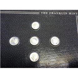 Franklin Mint 5 Mini Sterling Medals