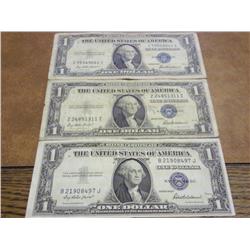 3-US One Dollar Silver Certificates (All 1935 F's)