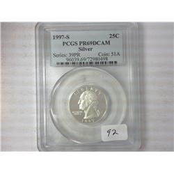 1997-S Wash. Quarter PCGS PR69DCAM (Silver)