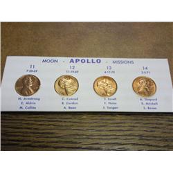 Apollo Moon Missions Engraved Lincoln Cent Set