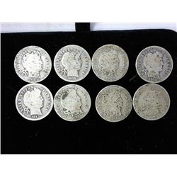 8 Assorted Barber Dimes