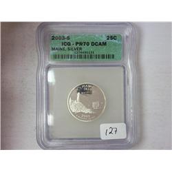 2003-S Maine Quarter ICG PR70DCAM Silver