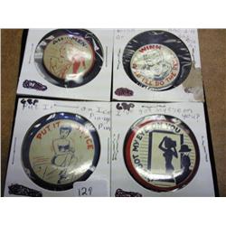 4 Assorted Vintage Pinback Buttons (As Shown)