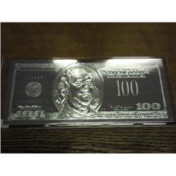 US $100 Bill In Silver Leaf (As Shown)