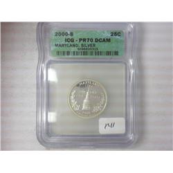 2000-S Maryland Quarter ICG PR70DCAM Silver