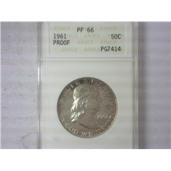 1961 Franklin Half ANACS PF66