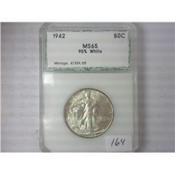 1942 Walking Liberty Half $ PCI MS65 95% White