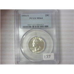 1954-S Silver Washington Quarter PCGS MS64