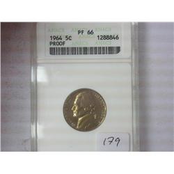 1964 Jefferson Nickel ANACS PF66