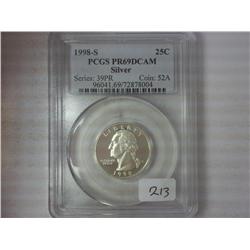 1998-S Wash. Quarter PCGS PR69DCAM Silver