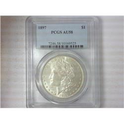 1897 Morgan Silver Dollar PCGS AU58