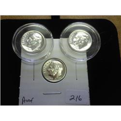 1962, 1964 And 1964 Roosevelt Dimes (Gem Proof)