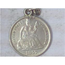 1877 Seated Liberty Love Token Pendant