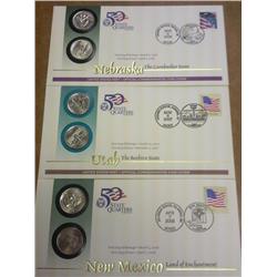 3 US Mint 50 State Quarter FDC's, NM, UT, NE