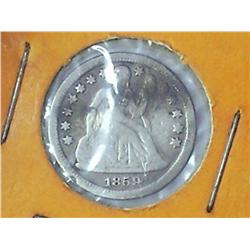 1859 Seated Liberty Dime Love Token