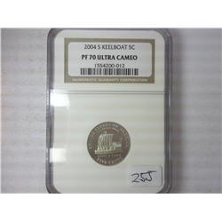 2004-S Keelboat Nickel NGC PF70 Ultra Cameo