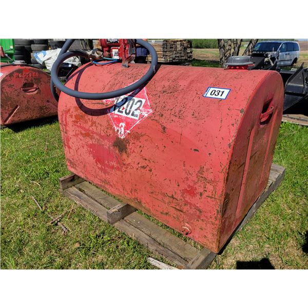 150-gal tidy tank c/w fillright 20 GPM, 12-Volt pump, condition unknown