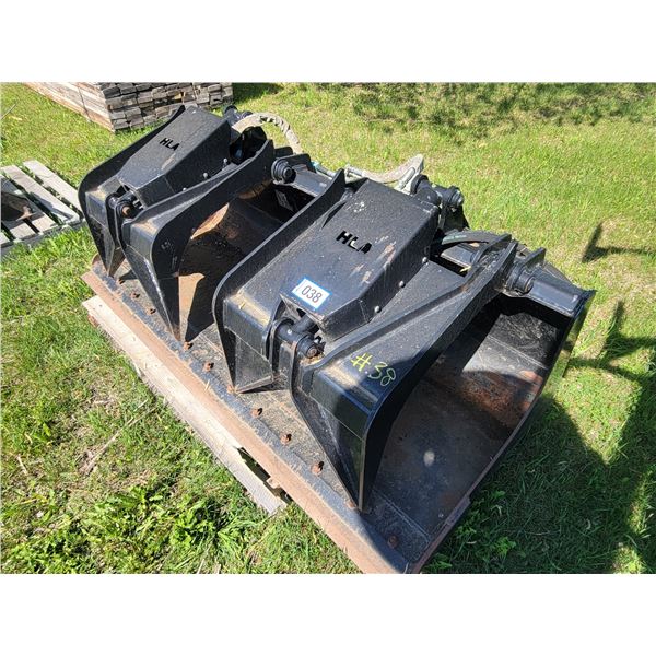 78 HLA Skidsteer Grapple bucket c/w cutting edge & flat face couplers. Used very little.