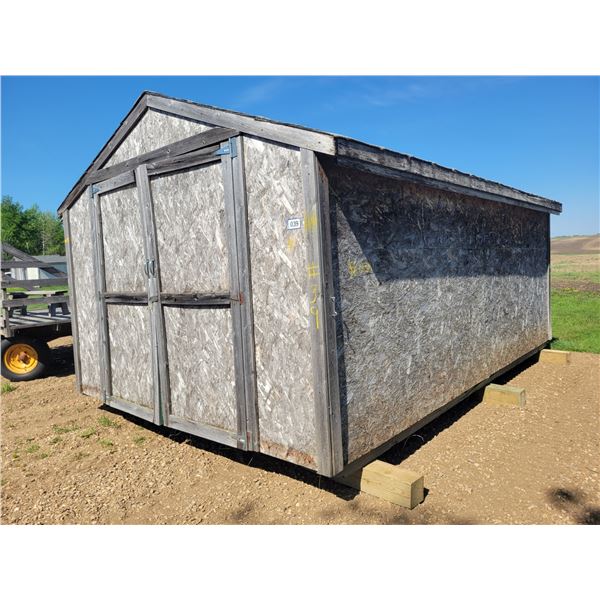 10 X 16ft Wood storage building. Doors at both ends, wood floor. Will load.