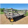 Image 1 : 8 X 14ft Antique hay rack on 4 wheel rubber tire wagon.