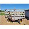 Image 2 : 8 X 14ft Antique hay rack on 4 wheel rubber tire wagon.