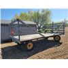 Image 4 : 8 X 14ft Antique hay rack on 4 wheel rubber tire wagon.