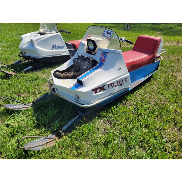 Polaris TX 2 seater snowmobile. Twin cyd. free air. Clean orig. condition. Runs with a prime. Showin