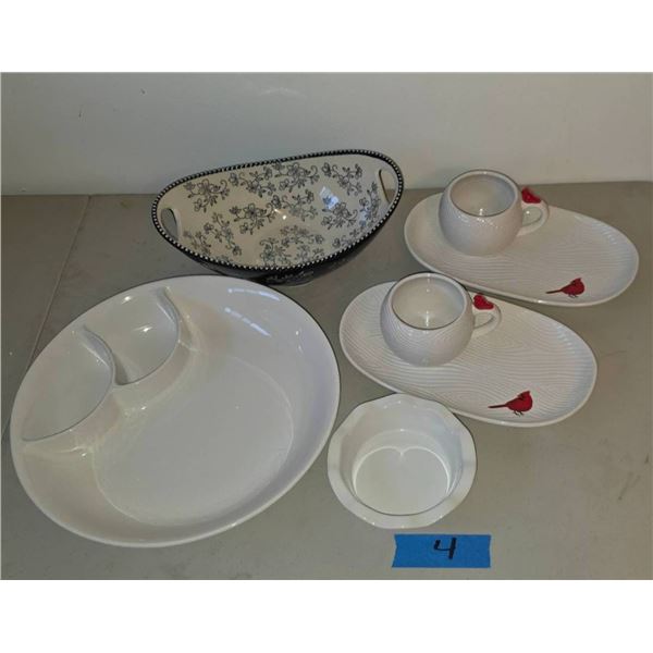 New Temptations Dish Collection With Cardinal And Floral Designs