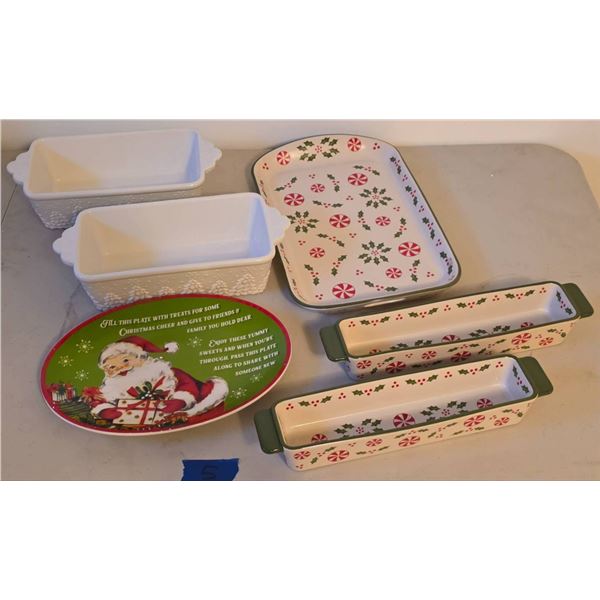 New Christmas Loaf Pans, Platters, and Serving Dishes with Holiday Designs