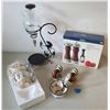 Image 1 : Kitchen and Decor Items Including Pepper Mill Set, Bowls, and Turkey Shakers