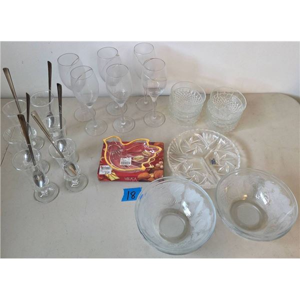 Grappa Collection Crystal Serving Set with Glasses, Serving Dish, and Bowls