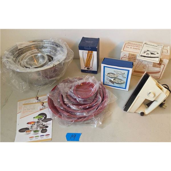 Wolfgang Puck 14-Piece Mixing Bowl Kenmore Steam/Dry Iron, Barton & Lloyd Silversmiths Breadstick