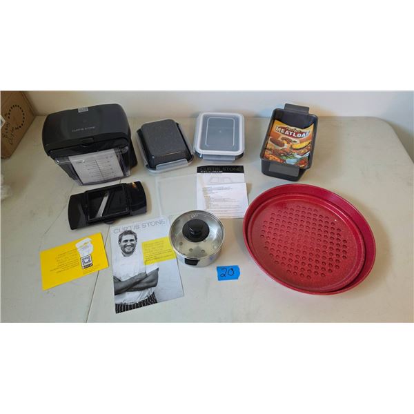 Curtis Stone Kitchen Accessories Bundle: Prep Tool, Bakeware, Steamer, and Pizza Pan