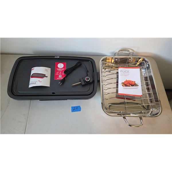 New Wolfgang Puck 16 Roaster with V Rack and Dash Everyday Griddle