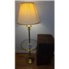 Image 1 : 60-Inch Tall Lamp with 2 Brown Faux Suede Cube Storage Ottomans