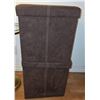 Image 2 : 60-Inch Tall Lamp with 2 Brown Faux Suede Cube Storage Ottomans