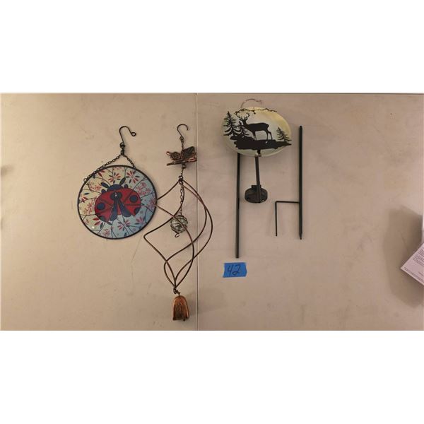 Windspinner Set with Copper Butterfly, Glow-In-The-Dark Ball, Sun Catcher, and Metal Deer Silhouette
