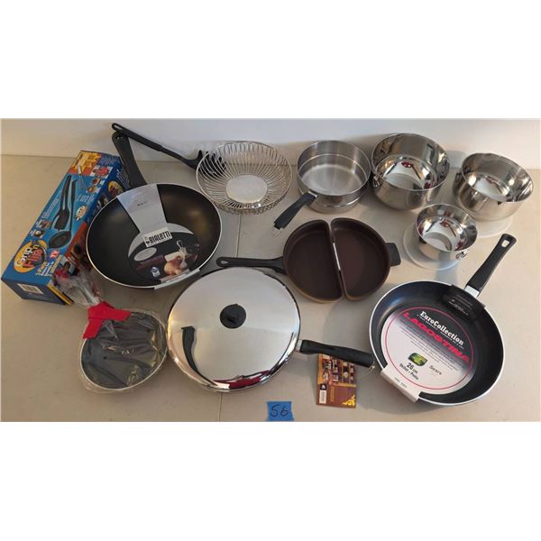 New Pots & Pans with 3-Piece Utensil Set Including Lagostina and Bialetti