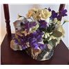 Image 3 : Wooden Table with Drawer, Chinese Bonsai Tree, and Glass Figurines