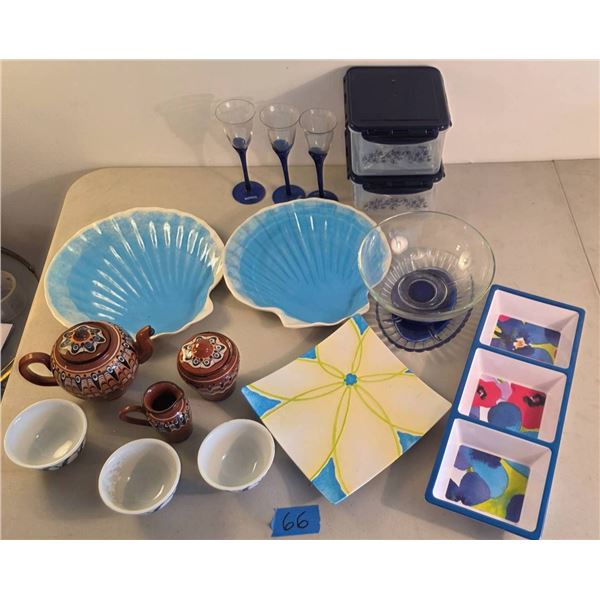 Decorative Tableware, Including Ceramic, Glass, and Plastic Pieces