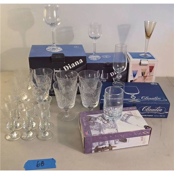 Wine and Crystal Glasses in Original Boxes