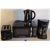 Image 1 : Kitchen Appliances Including Microwave, Toaster, Coffee Maker, and Electric Kettle