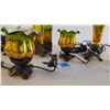 Image 2 : River of Goods Green and Amber Glass Table Lamps with Mercury Glass Finish