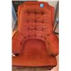 Image 3 : Upholstered Orange Armchair and Box Fan on Stand
