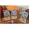 Image 3 : Mid-Century Woodgrain Laminate Table with Six Floral Upholstered Chairs