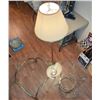 Image 2 : Modern Glass-Top Table with Brass Base and Floor Lamp Set
